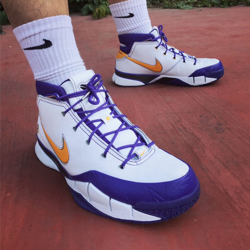 nike/耐克 籃球鞋 zoom kobe1 protro zk1 科比一代 白紫湖人 實戰