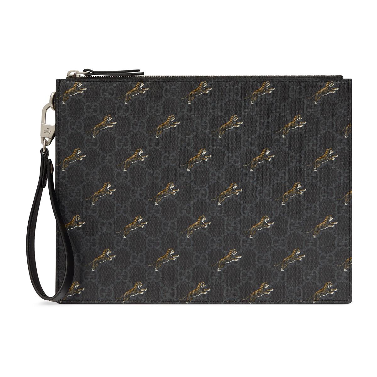 【包邮包税】 gucci古驰 21年春夏 男士 gg 老虎印花手拿包 575136 g2