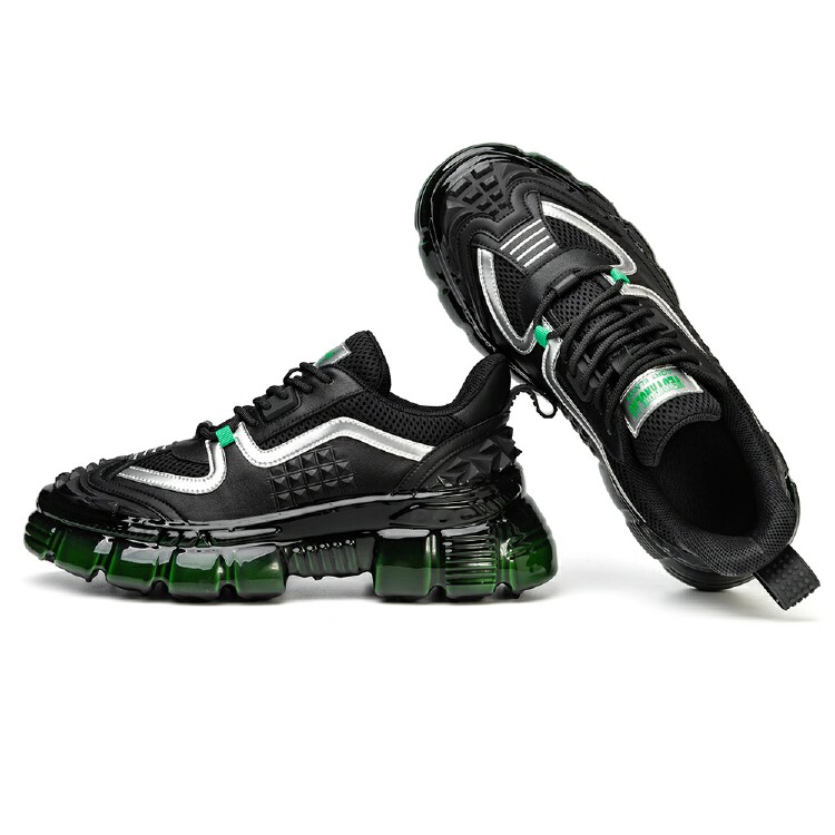 sze/sze 牛皮拼接 男士时尚超轻淋胶工艺厚底休闲鞋运动鞋