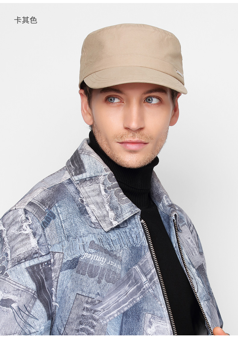 卡蒙鸭舌帽大头围男韩版短檐军帽百搭休闲抗菌发热平顶帽秋冬保暖