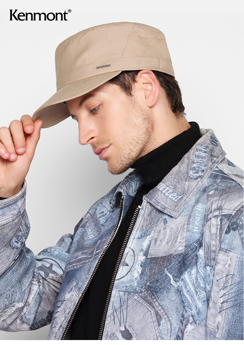 卡蒙鸭舌帽大头围男韩版短檐军帽百搭休闲抗菌发热平顶帽秋冬保暖