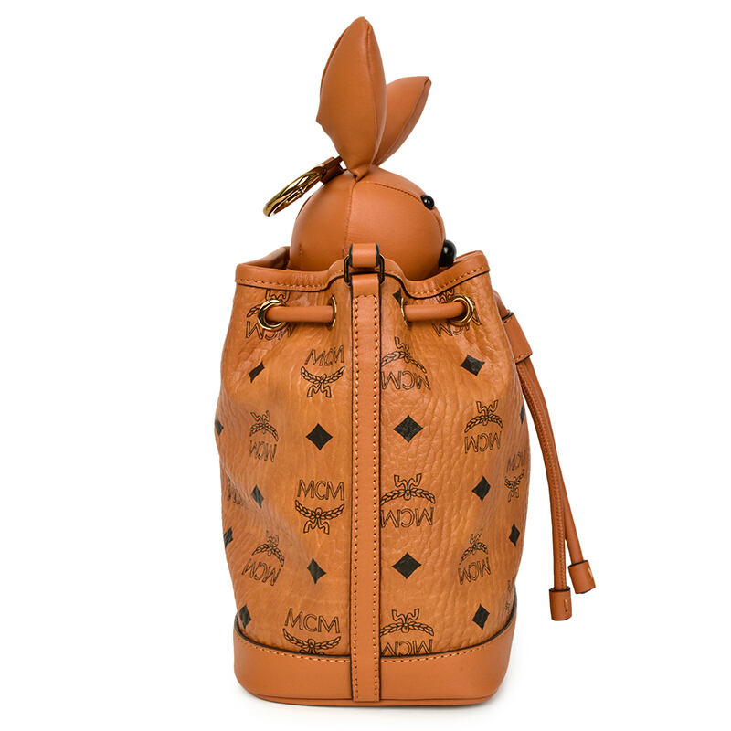 mcm/mcm女士visetos系列粉色人造革mini小熊水桶包 myz8axl47qh001
