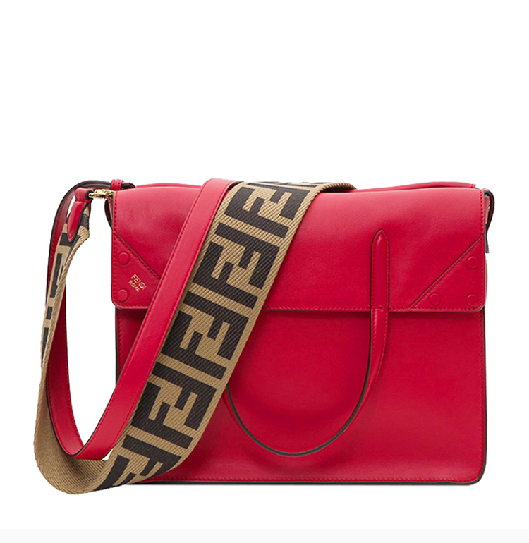 fendi/芬迪 flip系列 女士牛皮双f印花肩带单肩包斜