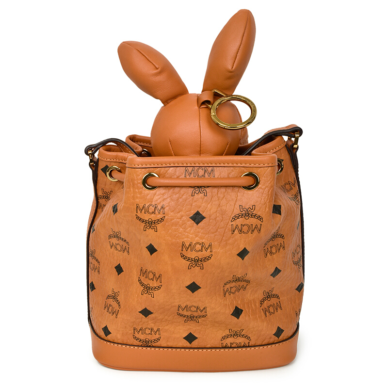 mcm/mcm女士visetos系列粉色人造革mini小熊水桶包 myz8axl47qh001