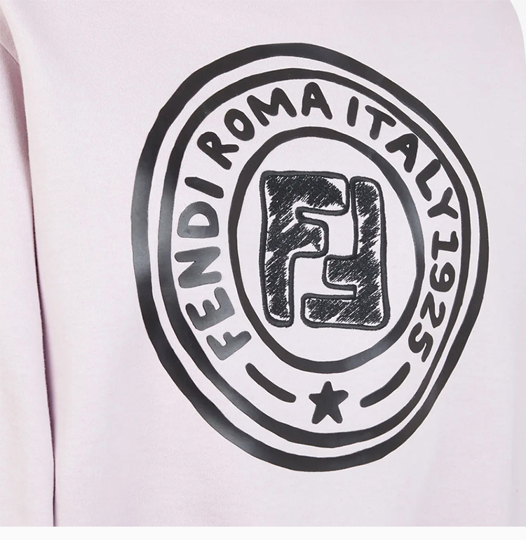 fendi/芬迪 女士 服装 20秋冬 粉色套头抽绳圆形图案连帽衫 女卫衣