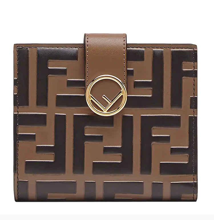 fendi/芬迪 女士皮革经典复古logo印花短款钱夹钱包