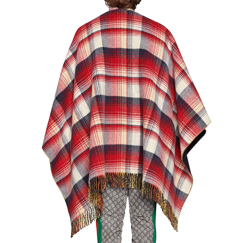 【包税】gucci/古驰 男女同款黑色双面gg羊毛雨披肩 5531184g2006568