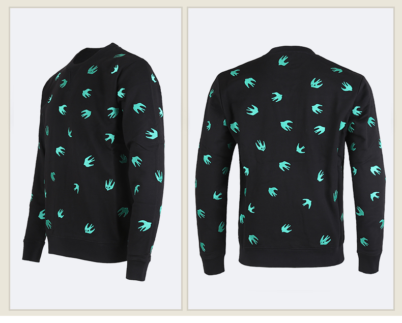 alexandermcqueen亚历山大麦昆男卫衣秋冬新款经典燕子刺绣logo圆领套