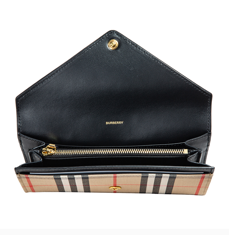 burberry/博柏利 女士卡其色经典格纹翻盖钱包手拿包女包8026111