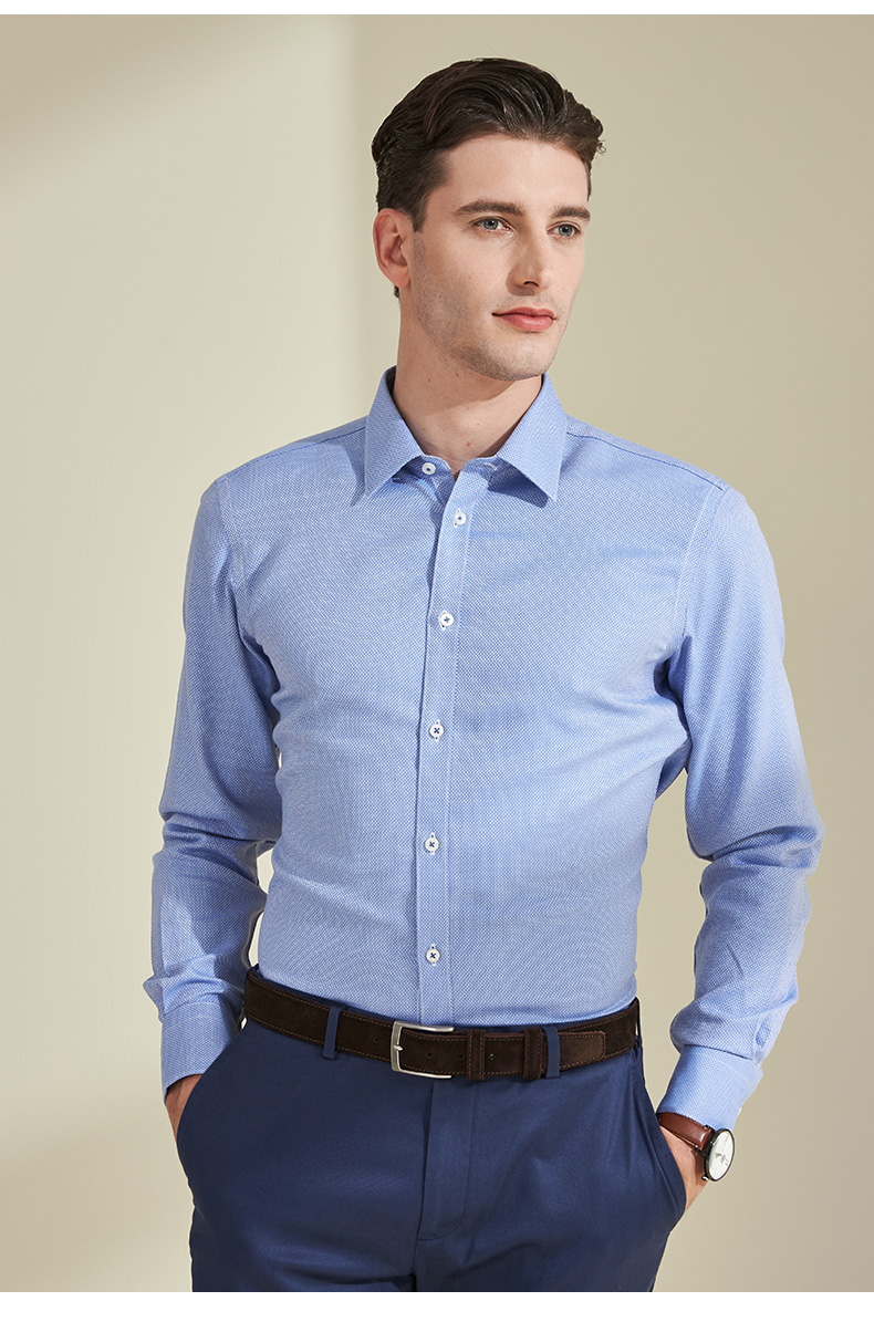 camicissima/恺米切时尚潮流男士长袖衬衫意大利领简约百搭衬衣