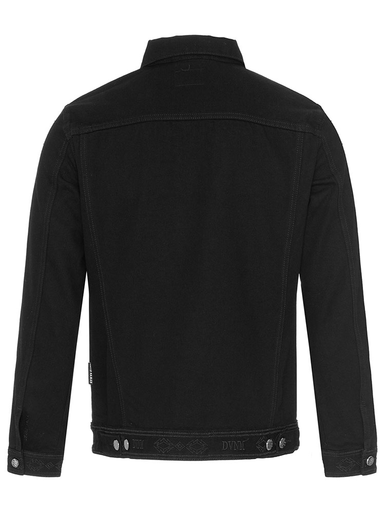 男士夹克黑色绣花珠片钉珠内敛,黑原色牛仔夹克修身davidnaman/david