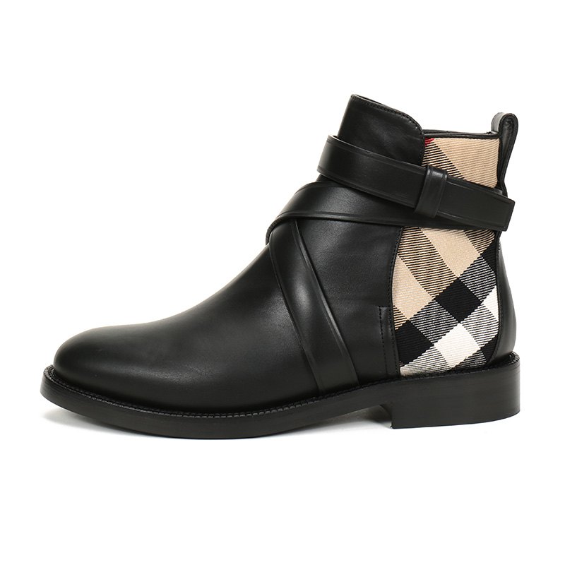 burberry/博柏利 女款皮质/织物及踝靴短靴 80238361