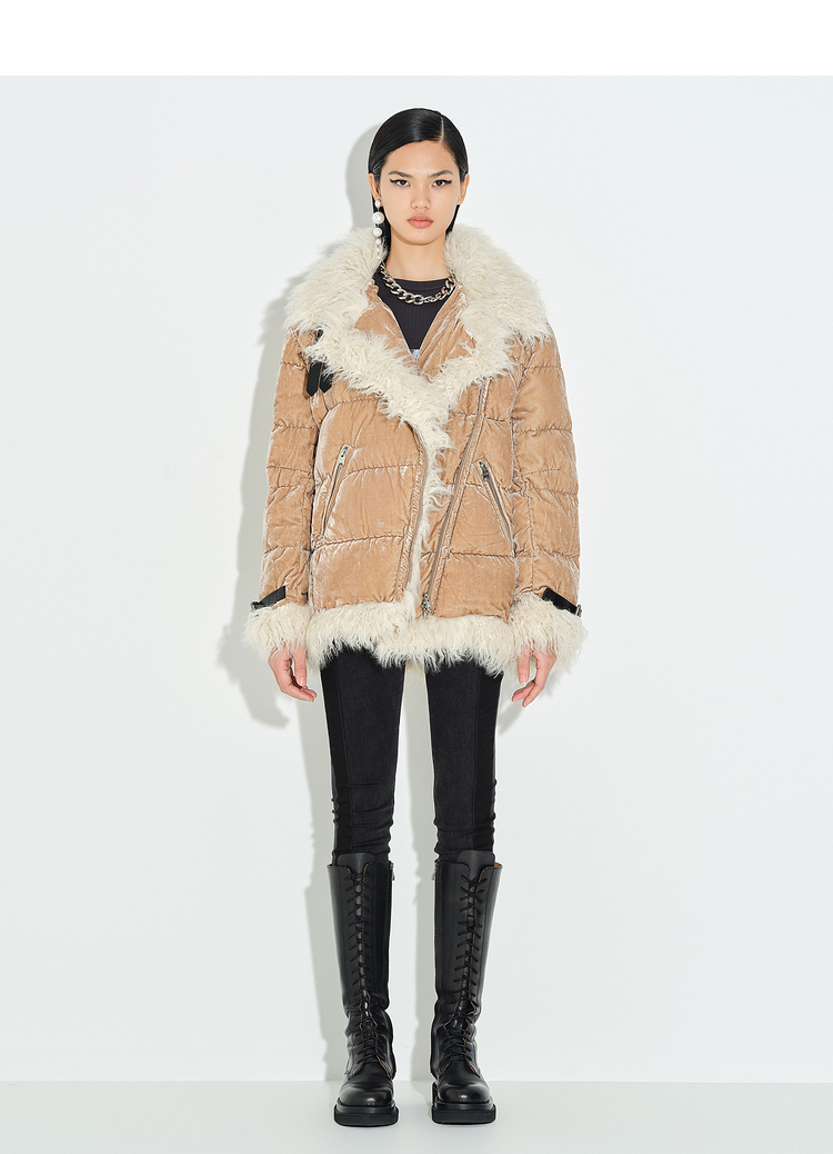 【5折直降】dzzit/dzzit地素 20春异质拼接工装丝绒女士羽绒服 女士