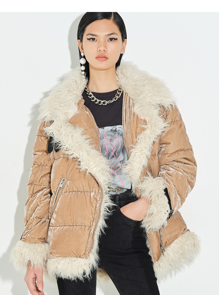 【5折直降】dzzit/dzzit地素 20春异质拼接工装丝绒女士羽绒服 女士