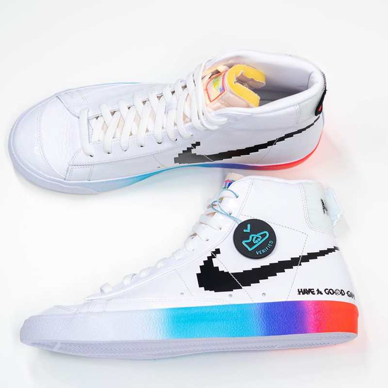 nike/耐克 blazer mid 77 20秋冬 男女同款 电玩像素 反光 夜光中帮