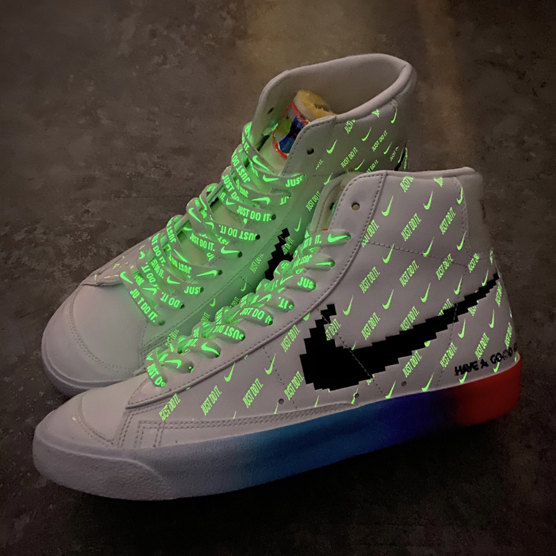 nike/耐克 blazer mid 77 20秋冬 男女同款 电玩像素 反光 夜光中帮