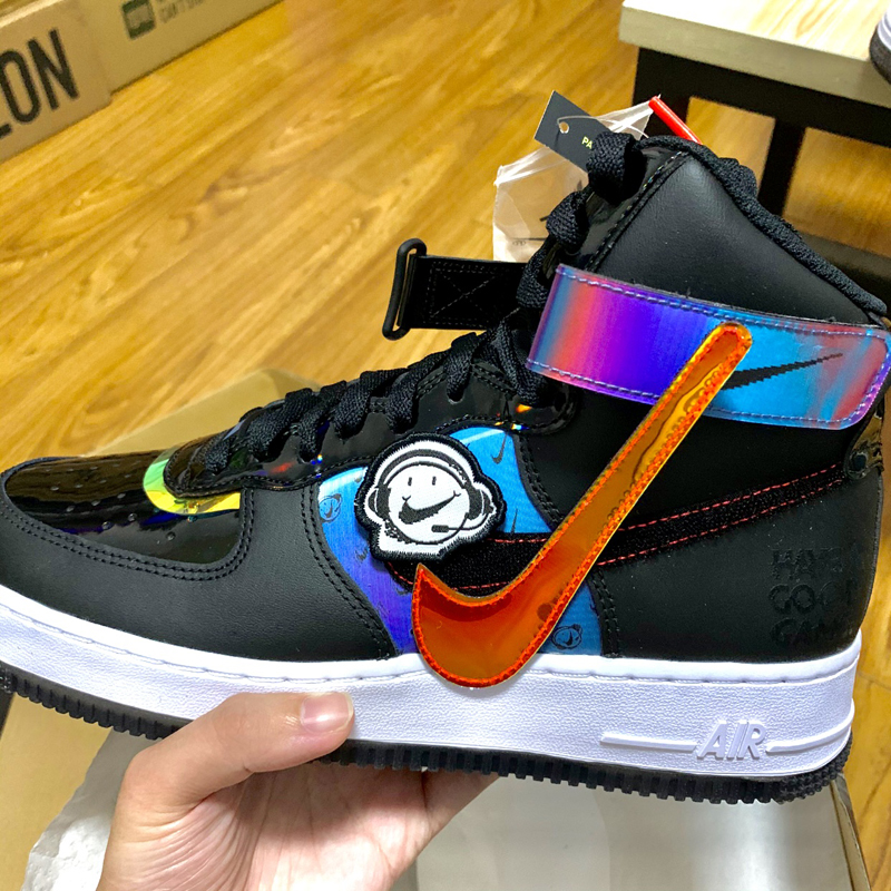 nike/耐克 air force 1 high af1 20秋冬 男女同款 电玩像素 炫彩 黑