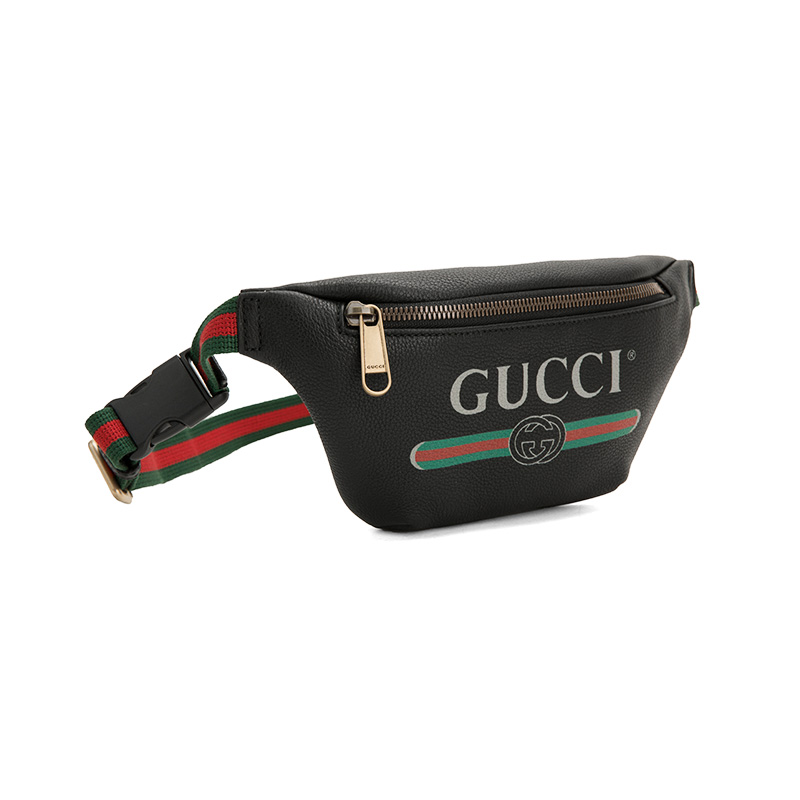 新品】gucci/古驰 牛皮革材质品牌字母logo图案设计男士经典款腰包