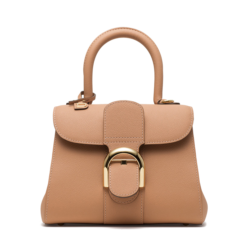 【包税】delvaux/德尔沃 2020秋冬新款 沙色经典荔枝纹金扣手提包