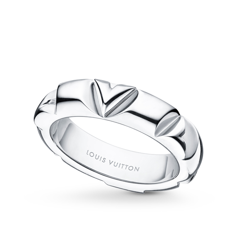 2020秋冬新款lv volt系列 18k金白金v形求婚订婚结婚戒指q9o63a