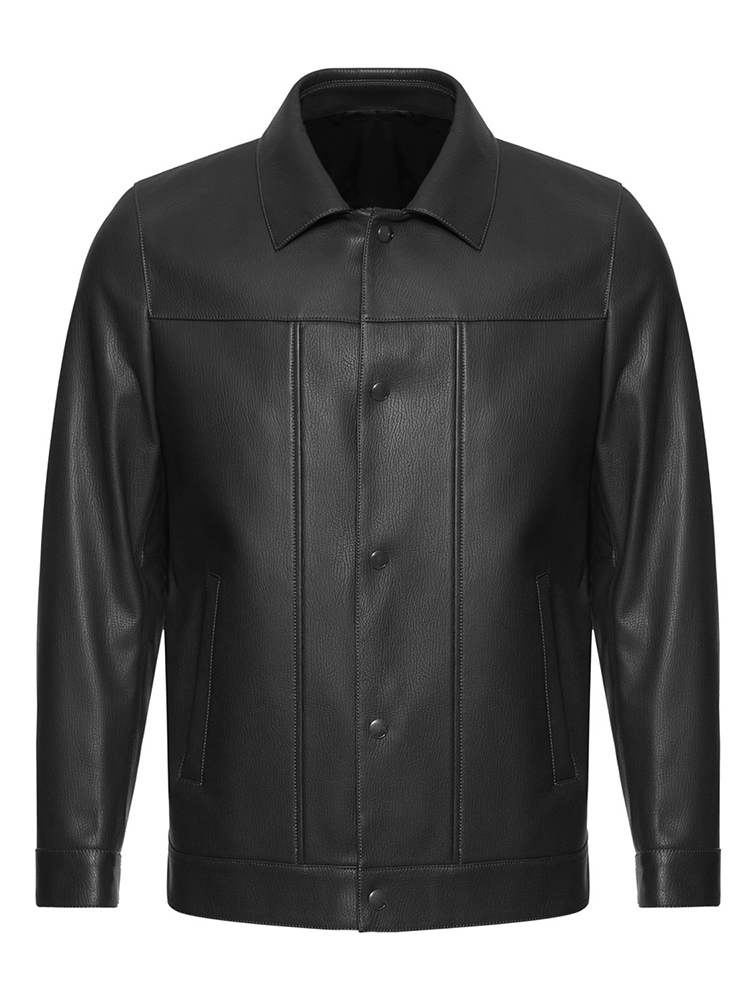 【20秋冬】liu·jouomo/liu·jouomo灰色羊皮革精致领型袖口时尚帅气