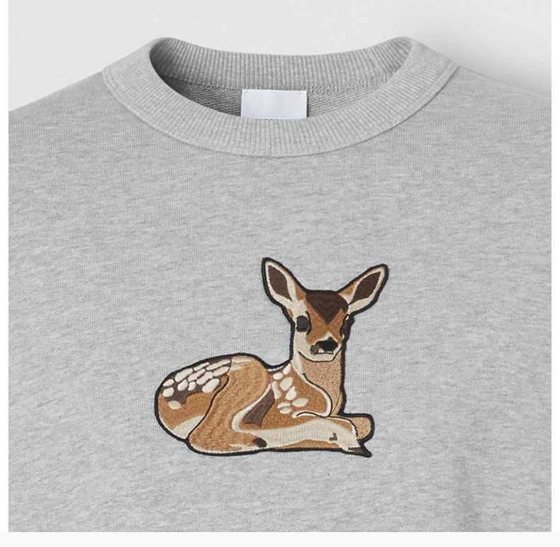 burberry 博柏利 女士浅灰色鹿图案运动衫卫衣 8032117