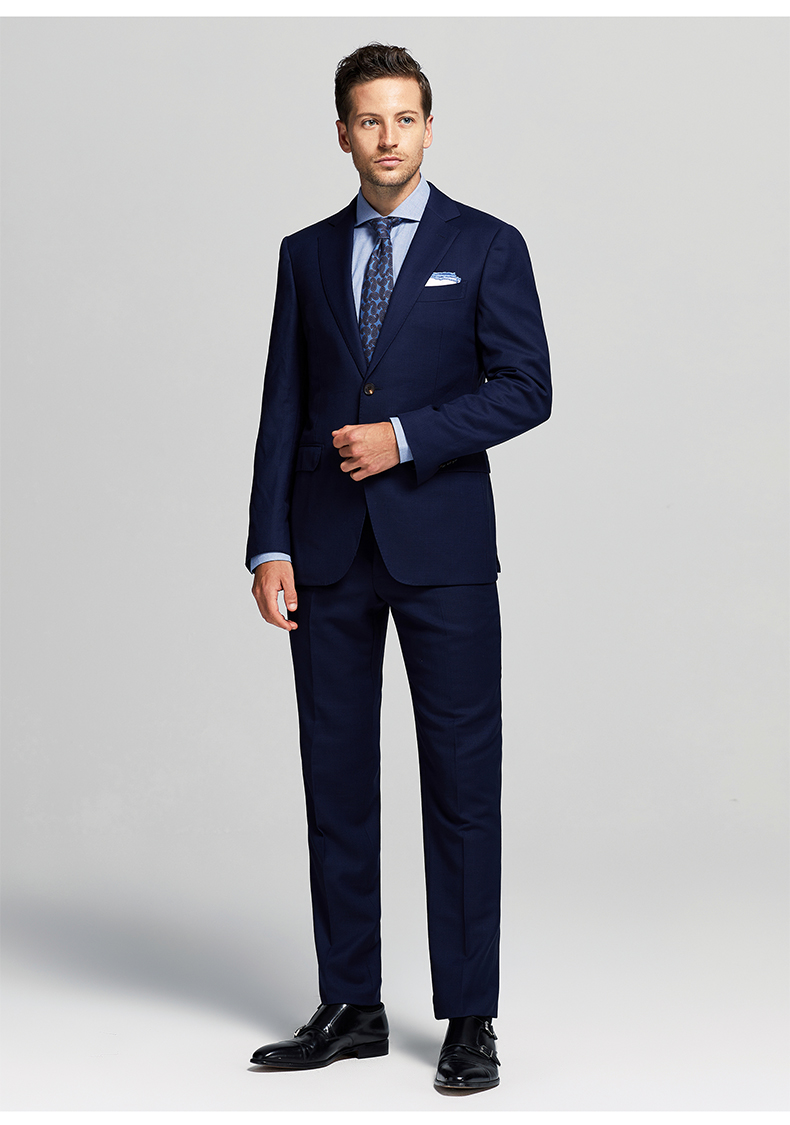 抗皱纯羊毛西服套装 半麻衬宾霸 商务男士四季款差旅正装西装 男士