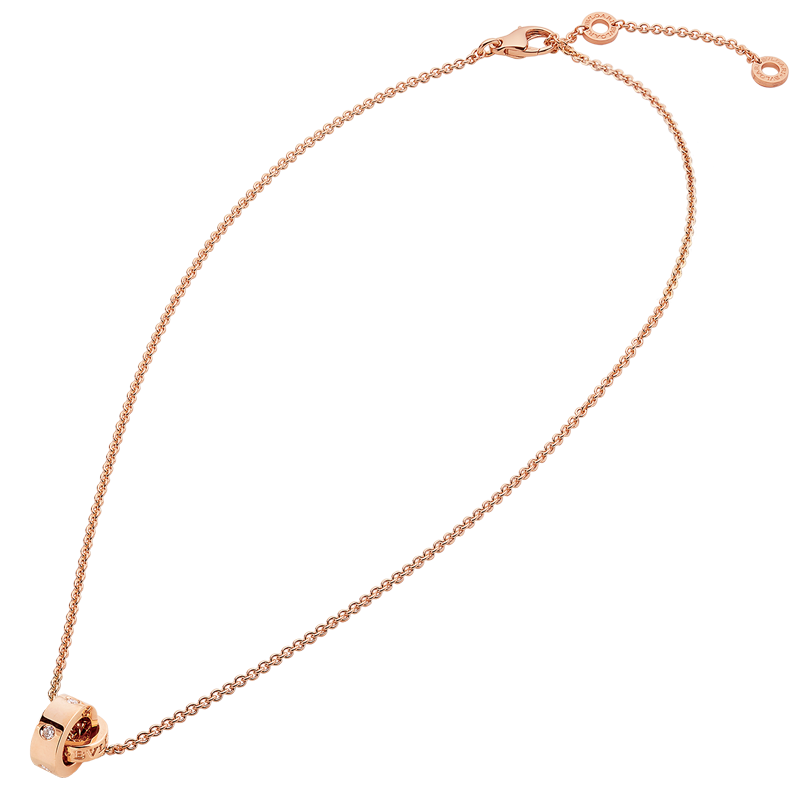 bvlgari/宝格丽女士项链18k金镶嵌5颗钻石双环项链 cl858006/354028