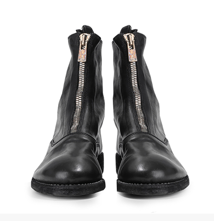 guidi/guidi 20秋冬 女装 服饰黑色拉链装饰短靴皮靴马丁靴女鞋