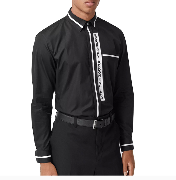 burberry/博柏利 男装 服饰 翻领经典logo款棉质衬衣 男士长袖衬衫