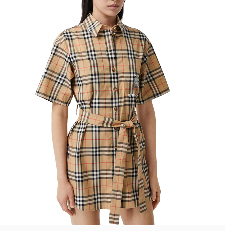 burberry/博柏利 20秋冬 女装 服饰 棕色翻领格纹经典logo款 女士