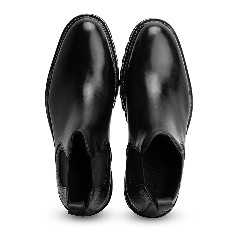 rare【20秋冬】黑色牛皮高帮皮鞋 后跟字母激光工艺 商务休闲鞋 verri