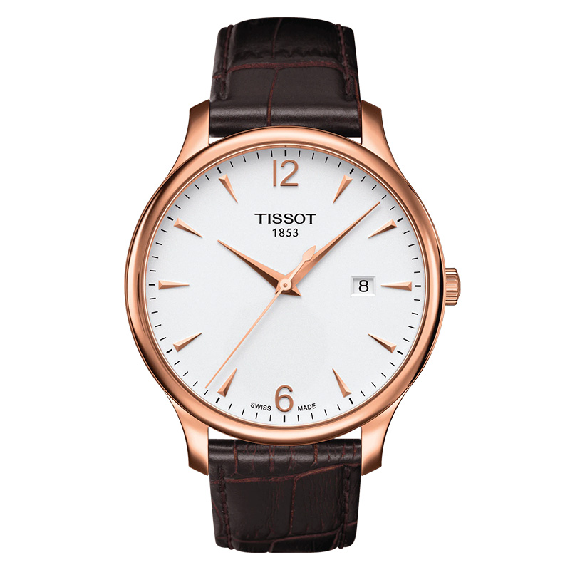 【包税】预定款1-2周 TISSOT/天梭  俊雅系列18K金玫瑰金PVD精钢表壳棕色皮革表带男士石英腕表 42毫米