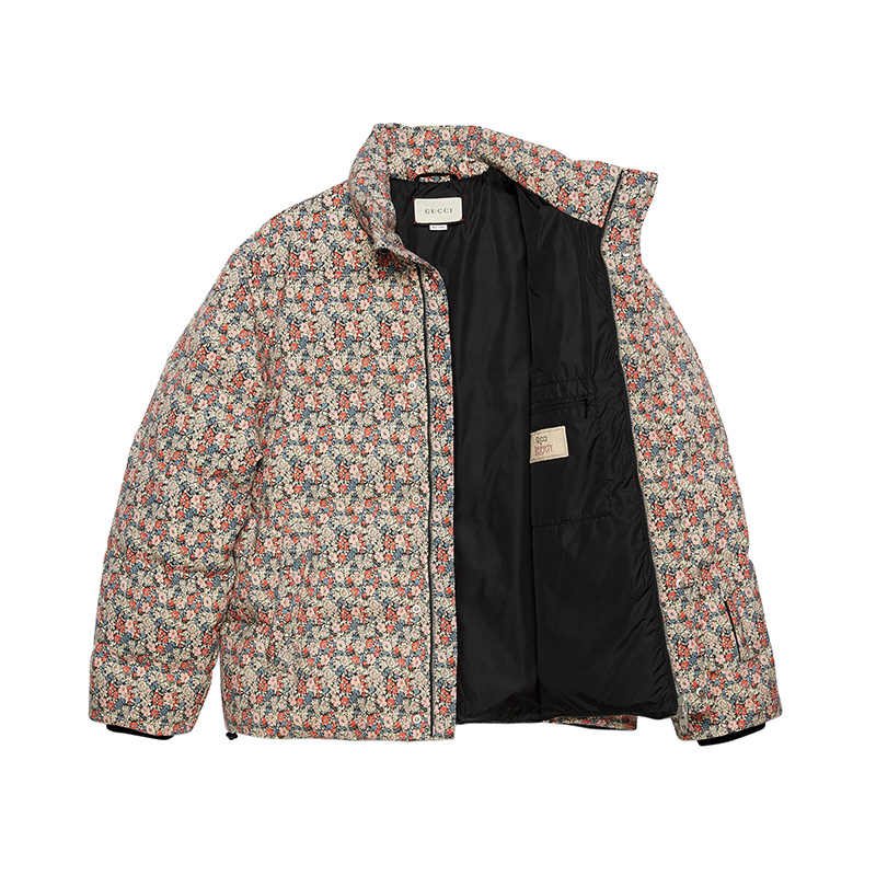 【包税】gucci/古驰 20秋冬新款男士gucci liberty花朵印花羊毛羽绒服