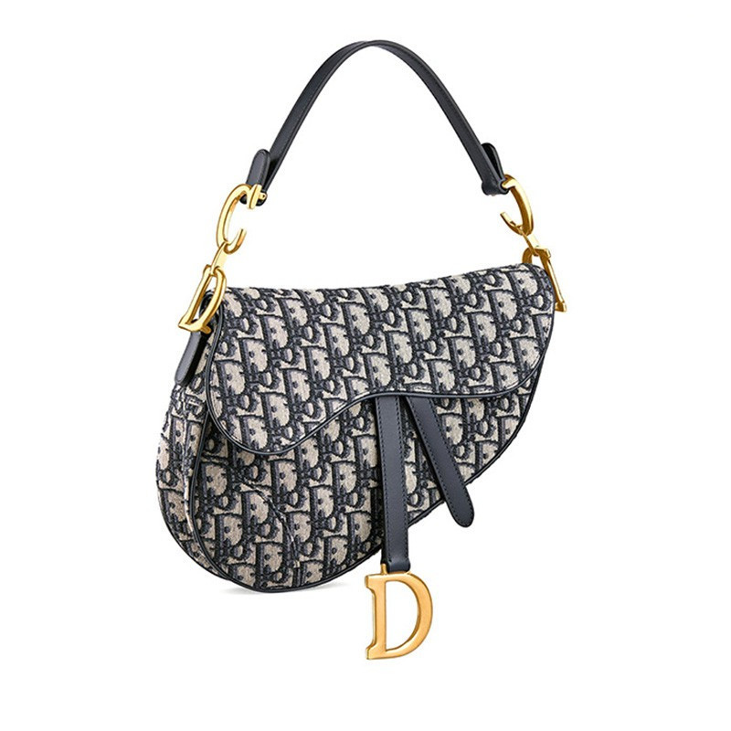 dior/迪奥女包手提包马鞍包dior oblique提花帆布点缀小母牛皮细节