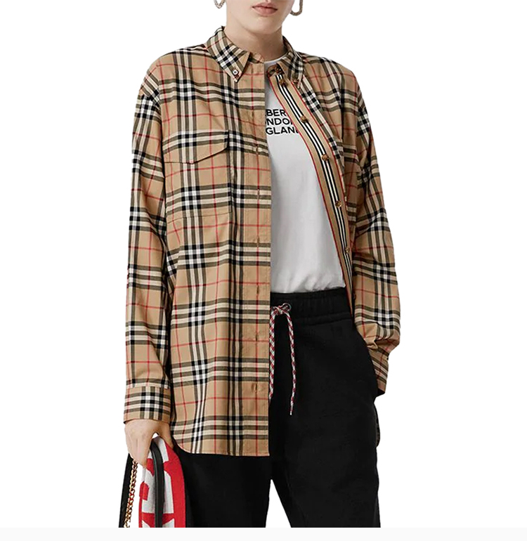 burberry/博柏利 女士棕色格纹长袖衬衫 8022285arbc