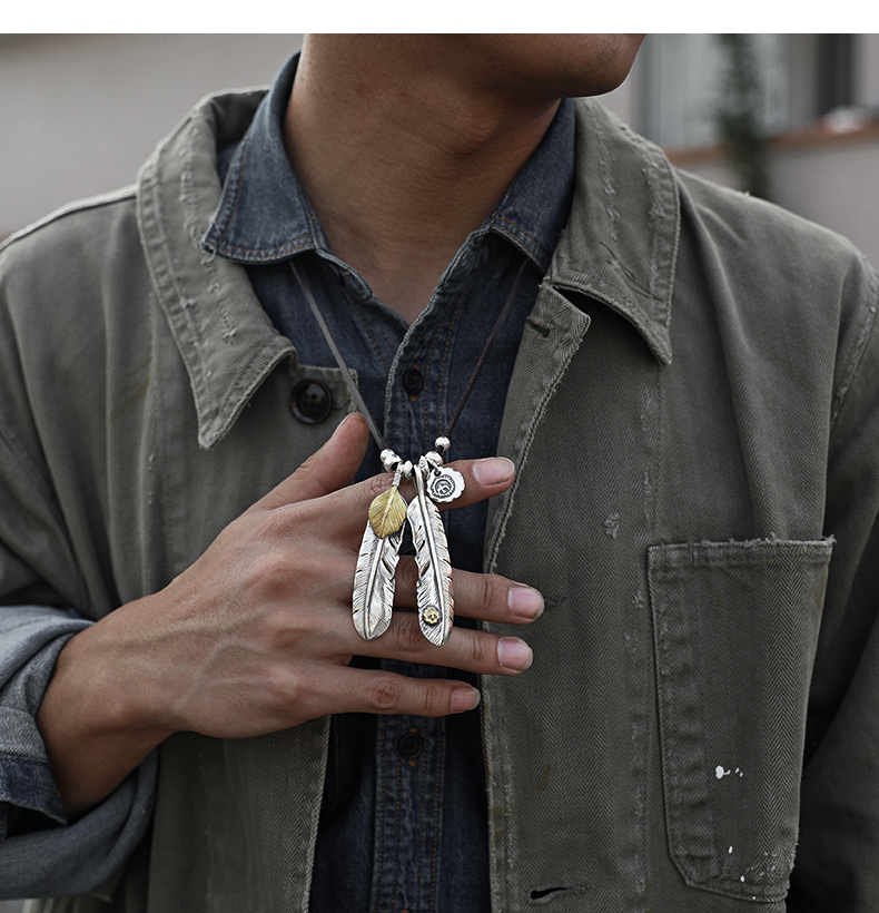 colimida/口力米大 高桥吾郎羽毛项链男士时尚潮流搭配衣服小众轻奢