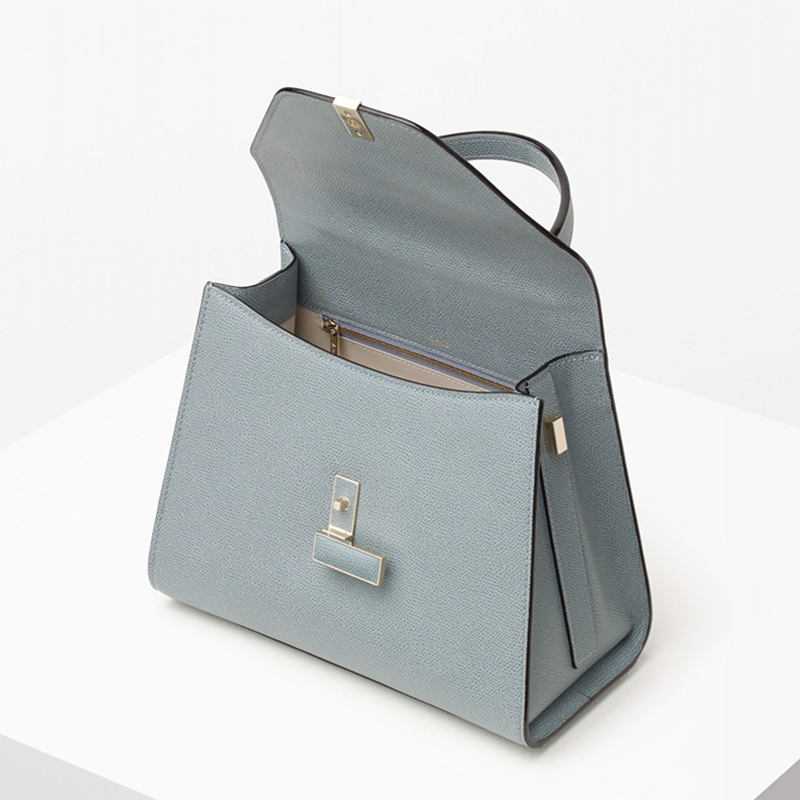 【包税】valextra/valextra 20iside系列 女士烟熏蓝小牛皮中号蓝扣单