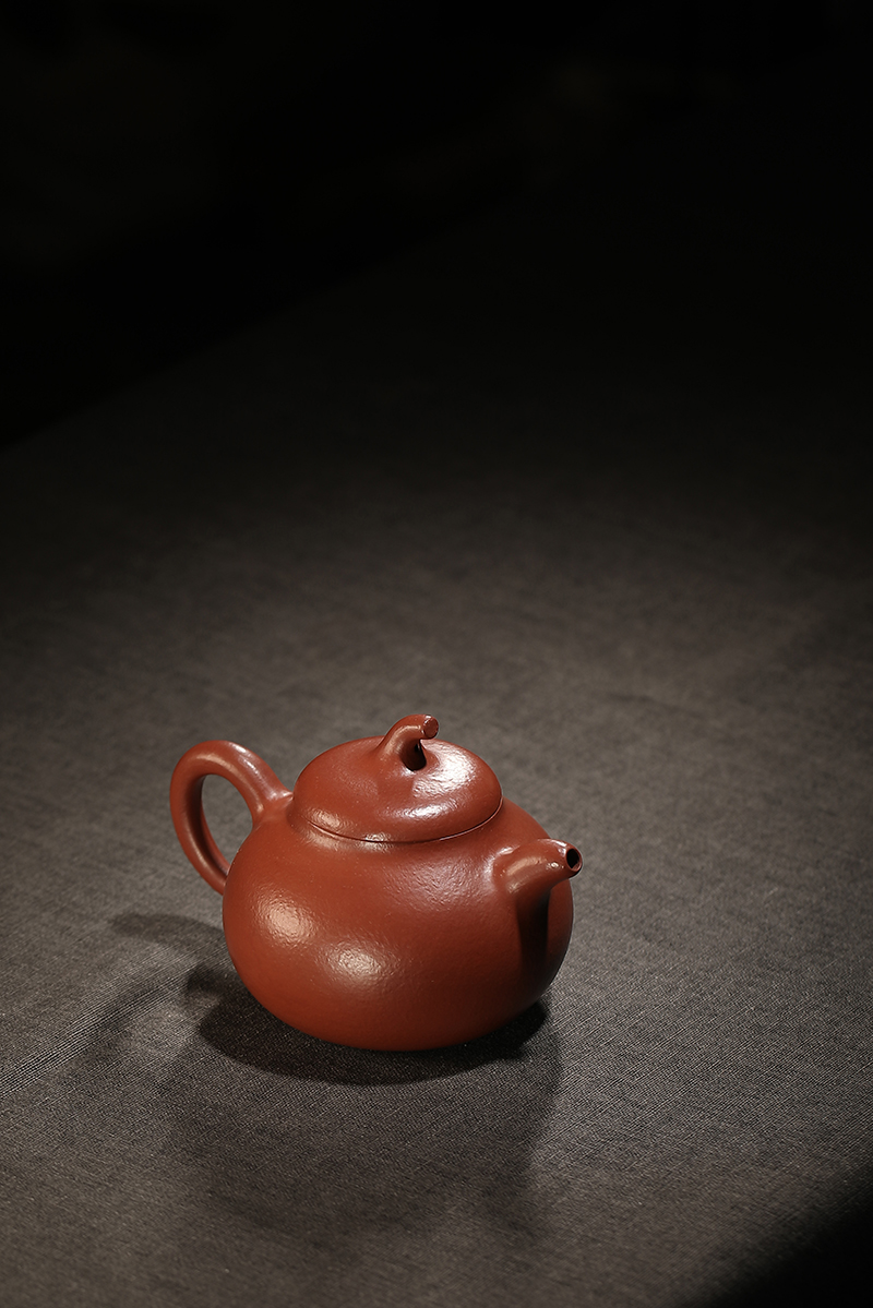 国工刘志明宜兴紫砂紫砂茶具纯手工茄瓜原矿朱泥275cc