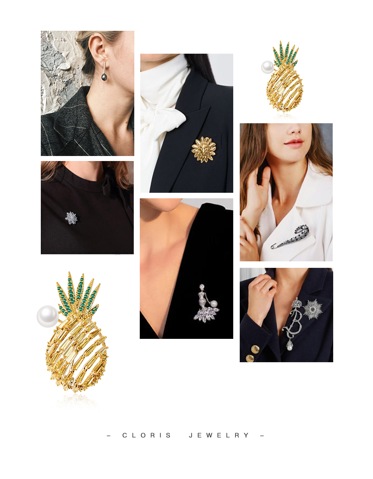 cloris/克劳瑞斯 【好物推荐】水晶小菠萝淡水珍珠胸针 小巧可爱 ins