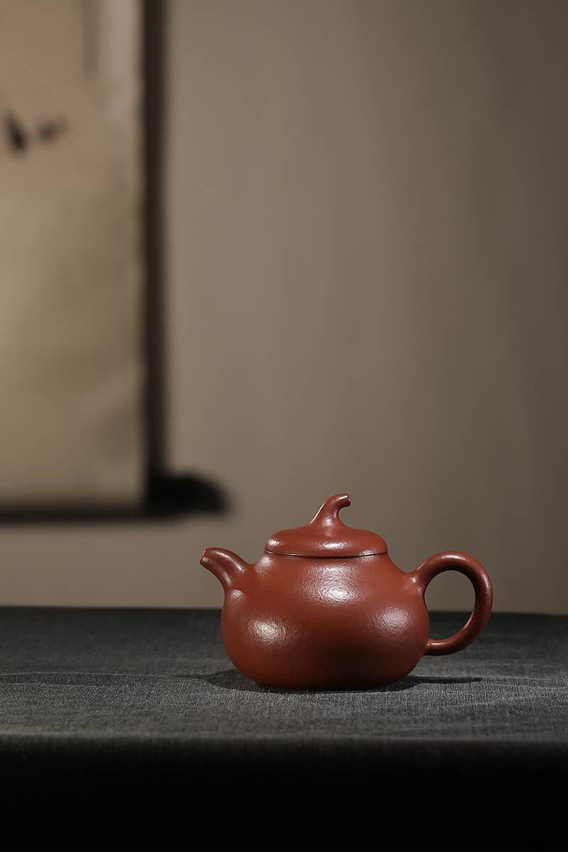 国工刘志明宜兴紫砂紫砂茶具纯手工茄瓜原矿朱泥275cc
