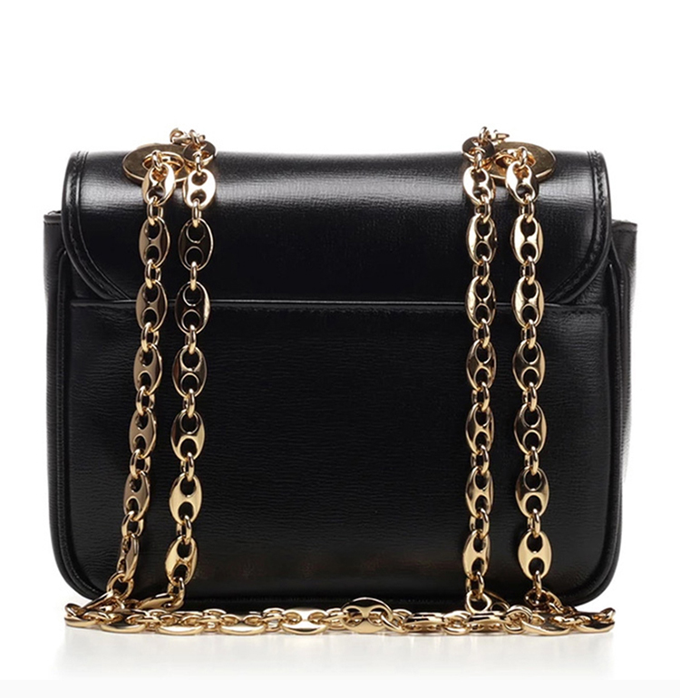gucci/古驰 marina系列女士黑色牛皮双g翻盖单肩包斜挎包女包 576423