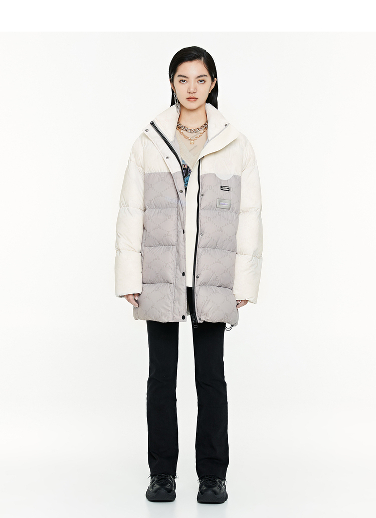 dazzle/dazzle地素20秋冬装新款撞色印花羽绒服女士羽绒服2c4k4046e