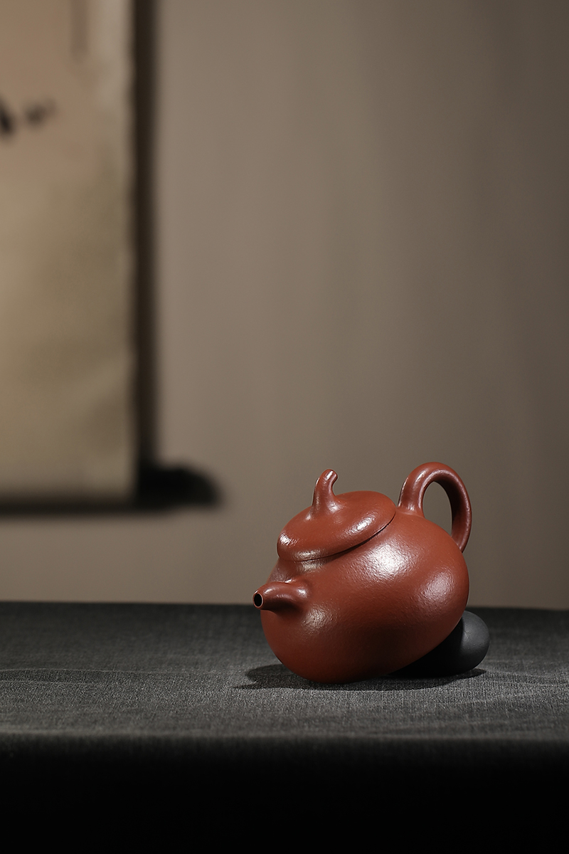 国工刘志明宜兴紫砂紫砂茶具纯手工茄瓜原矿朱泥275cc