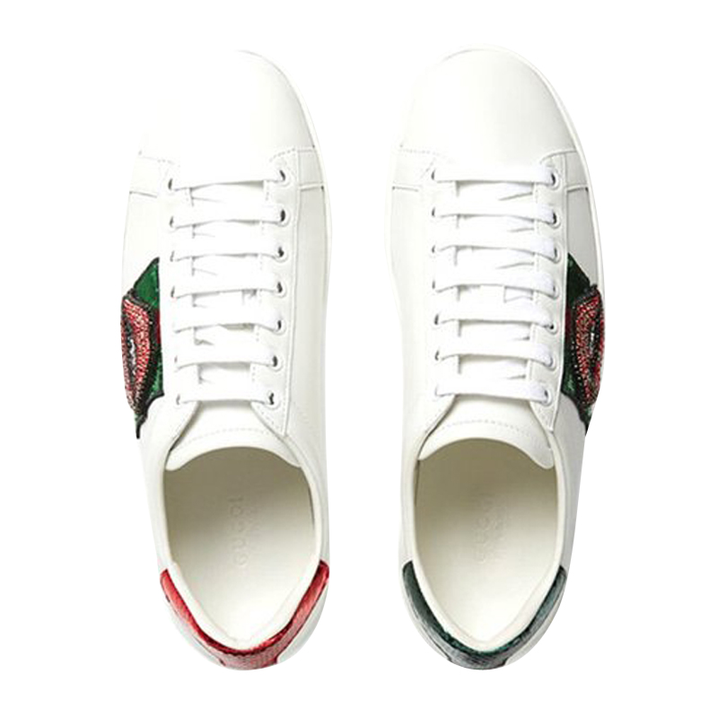 gucci/古馳 gucci水鑽紅唇造型小白鞋休閒運動鞋板鞋ao 431919 a38i0