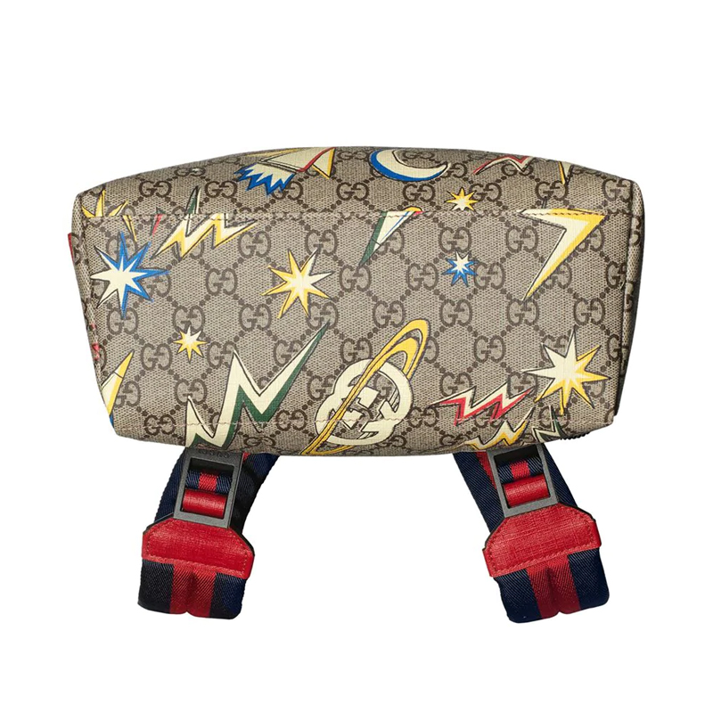 瑕疵折扣 20秋冬 gucci/古驰 男女gg supreme 太空图案 迷你米色双肩