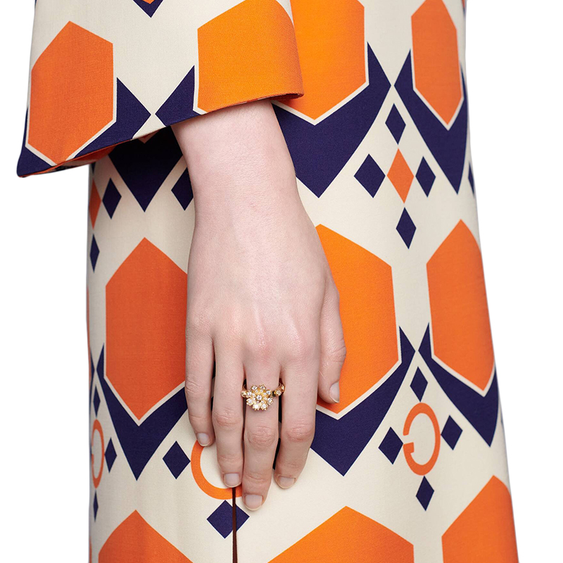 【包税】gucci/古驰 2020新款gucci flora 镶有钻石的花朵背面有双g