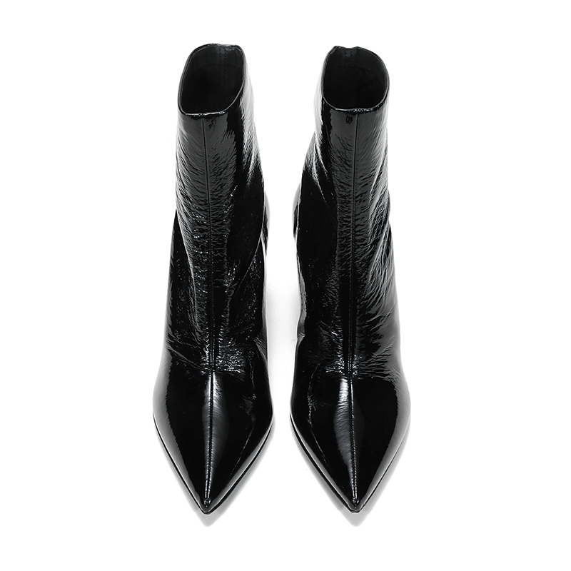 prada/普拉达 女士织物配皮尖头高跟鞋靴子短靴 1t003m 3lbk f b085