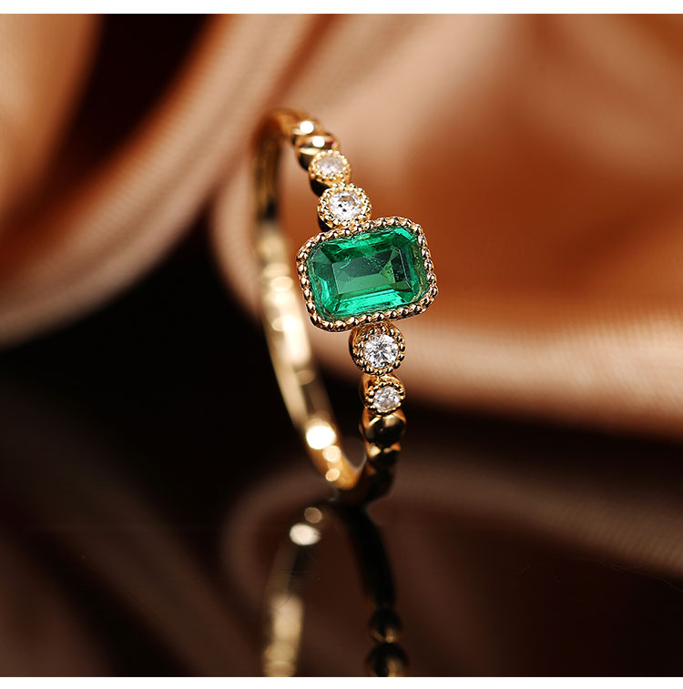 fellowes/黛西法罗 彩宝系列戒指 女士18k金祖母绿方形戒指 钻戒 女戒