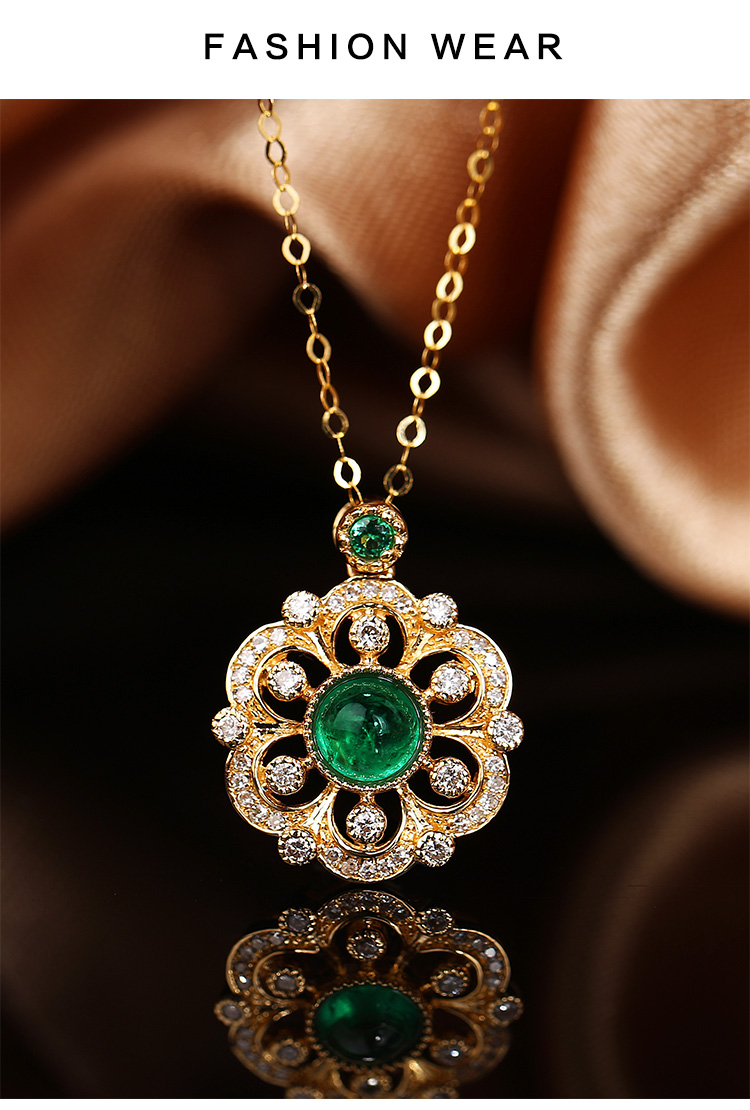 【新款】daisy fellowes/黛西法罗 彩宝系列项饰 女士18k金镶祖母绿